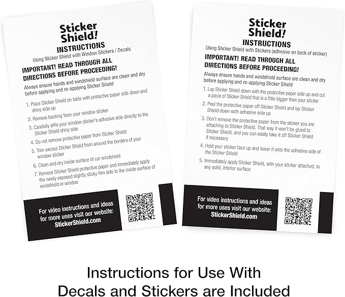 STICKER SHIELD - Windshield Sticker Applicator for Easy Application, Removal and Re-Application from Car to Car - 4 inch x 6 