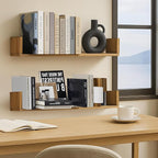 Floating Book Shelves,32 Inches Wall Bookshelf U Shaped,Long Hanging Bookshelf for Wall,Large Rustic Storage Books Shelves fo