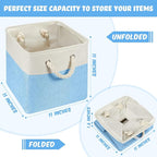 Geiserailie 6 Pcs 11 x 11 Inch Cube Storage Bins Fabric Storage Organizer Bins Foldable Cube Baskets with Sturdy Carry Handle