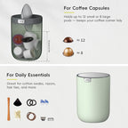 EKO Fandy 0.4 Gal/1.5L Mini Tabletop Trash Bin with Swing-Lid, Desktop Trash Can for Bathroom Countertop, Vanity, Coffee or Office, Small Garbage Bin (Sage)