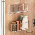 PAVSTINE 2 Pack Adhesive Medicine Cabinet Organizer, Clear Wall Mounted Makeup Storage Shelves for Bathroom Vanity, No Drilli