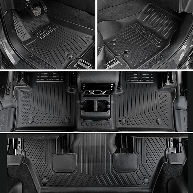 Floor Mats Cargo Mat for 2021-2025 2026 Jeep Grand Cherokee L w/Captain Chair (Only for 6-Seater w/o 2nd Row Armrest), All Weather TPE Trunk Cargo Liner Car Accessories (L | Floor Mats Set)