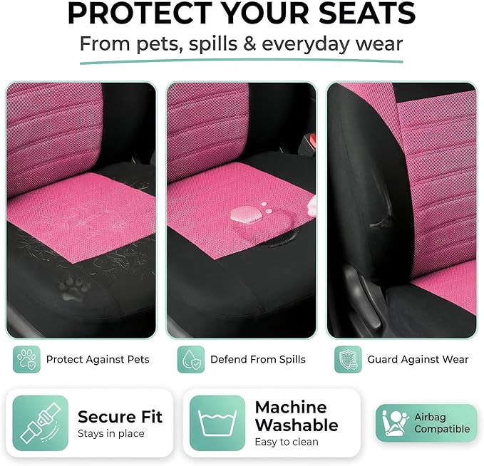FH Group Automotive Car Seat Covers Front Set Premium 3D Air Mesh Front Seat Covers, Airbag Compatible Universal Fit Interior