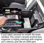 Full Size Center Console Organizer Tray Compatible with 2019-2022 Chevy Silverado/GMC Sierra 1500 and 2020-2022 2023 Silverado/Sierra 2500HD 3500HD Accessories -Full Console w/Bucket Seats ONLY, Red