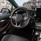 SEG Direct Steering Wheel Cover 14.5-15 inch (37-39 cm) Medium Size, Microfiber Leather, Non-Slip Comfortable Grip, Fits Cars