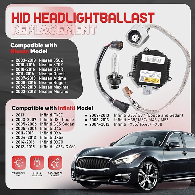 28474-8991 Xenon HID Headlight Ballast Control Unit with Igniter & D2S Bulb - HID Headlight Kit Compatible with Nissan Altima