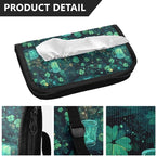 Car Tissue Holder Car Visor Organizer Tissue Box Holder for Car Sun Visor Organizer with Car Vehicle Accessories Essentials Interior for Women Men Teal Glowingmugs Clovers Lights St.Patrick