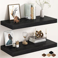 30Inch Black Floating Shelves for Wall, 12 Inch Deep Shelves for Bedroom, Kitchen, Bathroom Wall Mounted, Rustic Wood Floatin