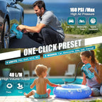 160PSI Cordless Tire Inflator Compatible with Makita 18V Air Compressor, Portable Air Pump Automatic Shut Off, LED Light, Digital Pressure Gauge for Cars Motorcycles Bike Ball(Bare Tool)