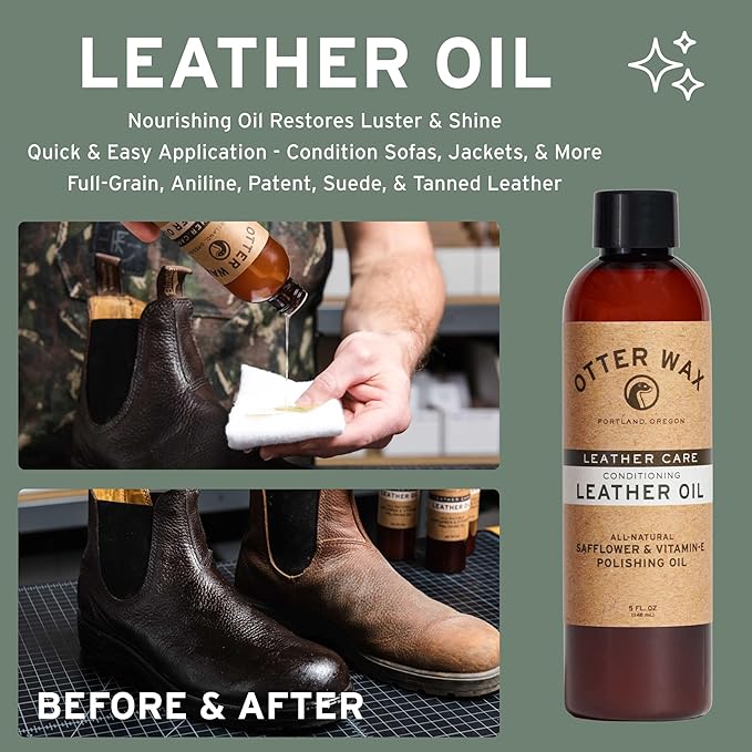 Otter Wax Leather Care Kit | 100% All-Natural Leather Care Products | Made In The USA | Includes Saddle Soap & Leather Salve 