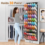 20-30 Pairs Over the Door Shoe Organizer, Transparent PVC Hanging Shoe Rack for Closet, 10-Tier Door Shoes Storage, Crystal-C