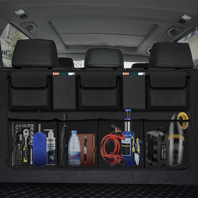Trunk Organizer for Car, Large Capacity Car Organizers and Storage with 9 Pockets, Waterproof Backseat Hanging Organizer for SU