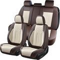 Coverado Leather Car Seat Covers Full Set, 5 Seats Waterproof Seat Covers for Cars Front and Rear Seat Cushions Protectors Un