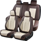 Coverado Leather Car Seat Covers Full Set, 5 Seats Waterproof Seat Covers for Cars Front and Rear Seat Cushions Protectors Un