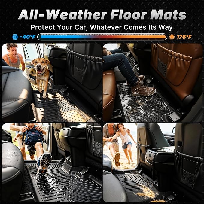OEDRO Floor Mats & Cargo Mat Fit for Chrysler Pacifica 2017-2025 2026(No Hybrid Models), 7 and 8 Passenger Model, 2020-2025 Voyager Custom All-Weather Protection Full Set TPE Floor Liners