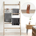 FUIN Extra Wide 6.4ft Wooden Blanket Ladder Living Room Decorative Wal Leaning Farmhouse Quilt Display Holder Rustic Wood Tow