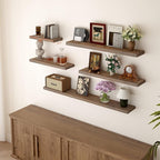 BGMG Wood Floating Shelves for Wall 18 inch Set of 2, Rustic Wooden Wall Mount Shelves for Bathroom Living Room Bedroom Kitch
