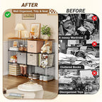 Wire Cube Closet Organizer and Storage Shelf with Extra Woodtop, 11.8“ Sturdy 6 Cube Storage Organizer Shelf, Modular Cubby S
