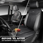 CAR PASS Car Seat Protector, Sideless Seat Covers for Cars, All Season Waterproof Nappa Leather Breathable Front Seats Cushio