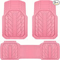 CAR PASS Heavy Rubber Car Floor Mats, Deep Waterproof Car Mats All Weather, Universal Trim-to Fit Automotive Floor Mats for Car SUV Truck Van, Durable Cute Floor Liners for Women Girly (All Pink)