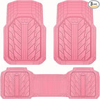 CAR PASS Heavy Rubber Car Floor Mats, Deep Waterproof Car Mats All Weather, Universal Trim-to Fit Automotive Floor Mats for Car SUV Truck Van, Durable Cute Floor Liners for Women Girly (All Pink)