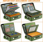 DocSafe Fireproof Document Box with Lock, Hard Case File Organizer with Accordion File Folder, Fireproof Water Resistant Safe