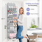MISSLO Clear Over the Door Shoe Organizer Large Deep Pockets Hanging Shoe Rack for Closet Fit 20 Pairs Shoe Holder for Sneake