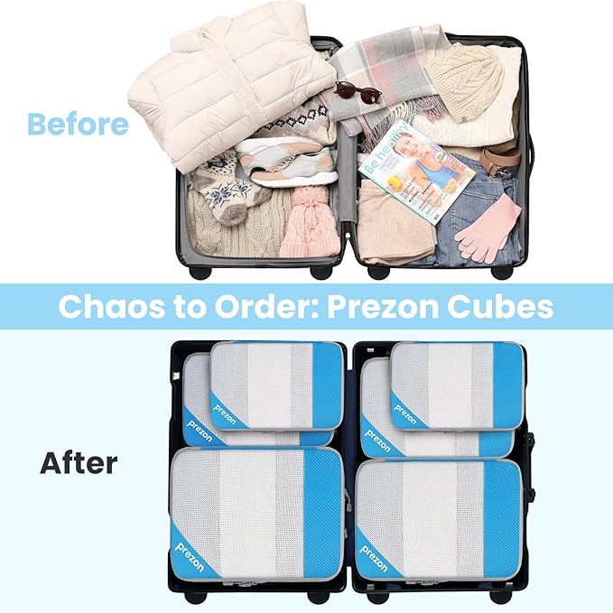 Compression Packing Cubes for Travel, Lightweight Vacation Travel Essentials, Travel Accessories for Suitcase Organizer Bags 