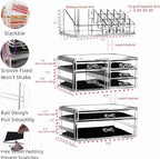 Cq acrylic 3 Pack Clear Skincare Organizer for Vanity, Stackable 7 Drawers Make Up Organizer,Cute Cosmetic Organizer for Vani