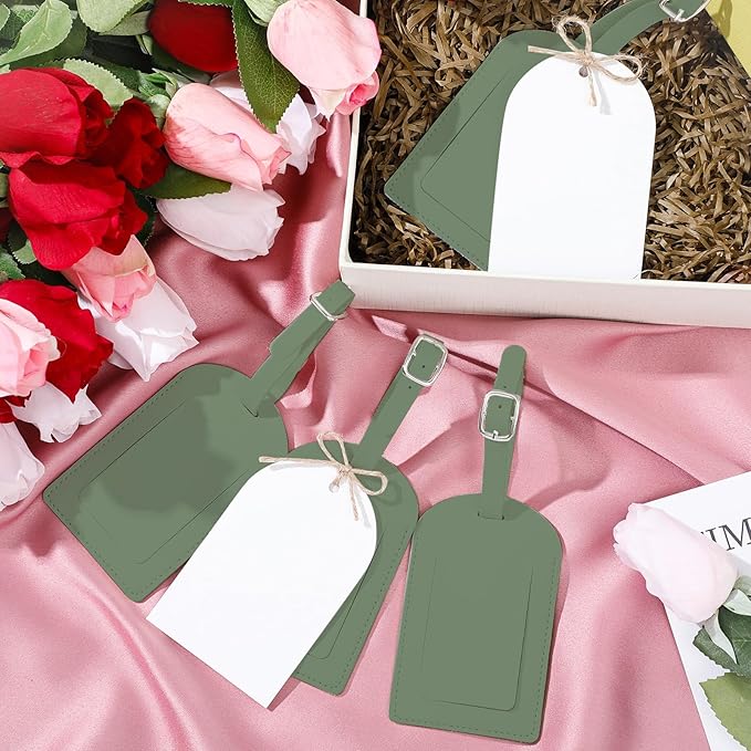 Amylove 48 Sets Leather Luggage Tags Bulk Wedding Favors Luggage Tags for Guests Bridal Gifts Wedding Bridal Shower Gift PU L