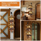 Cowboy Hat Rack, 4 Pieces Hat Rack for Cowboy with Wooden Board, Gift Cowboy Hat Holder Wall Storage-Organizer Western Hats w