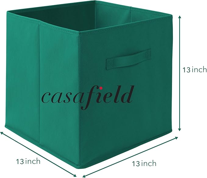 Casafield Set of 6 Collapsible Fabric Cube Storage Bins, Teal - 13" Foldable Cloth Baskets for Shelves, Cubby Organizers & Mo