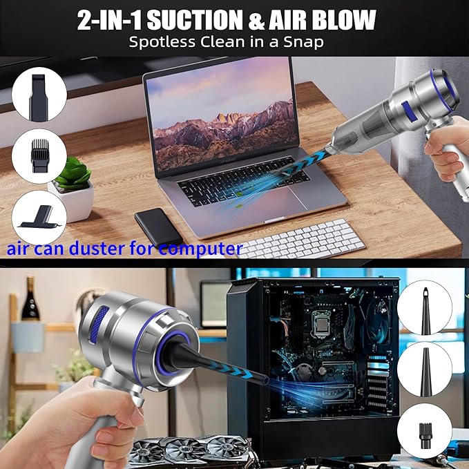 Portable Car Vacuum - 22000PA Cars Vacuum Cleaner High Power 4 in 1 Compressed Air Duster & Air Blower & Pump Hand Held Vacuu