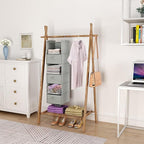 MAX Houser 6 Tier Shelf Hanging Closet Organizer, Closet Hanging Shelf with 2 Sturdy Hooks for Storage, Foldable (Light Grey-