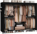 MOGELAFOO 83" Closet Wardrobe, Portable Closet for Bedroom, Freestanding Clothes Rack with Non-Woven Fabric Cover, 5 Hanging 