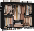 MOGELAFOO 83" Closet Wardrobe, Portable Closet for Bedroom, Freestanding Clothes Rack with Non-Woven Fabric Cover, 5 Hanging 