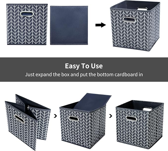11 Inch Cube Storage Bins , Fabric Cube Organizer Bins with Handle, Foldable Cube Bins for Cloth or Accessary Storage, 11x11x