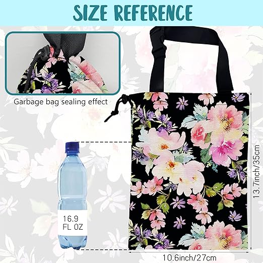 Car Trash Bag Watercolor Pink Flowers Leak-Proof Waterproof Car Garbage Bag with Drawstring Foldable Canvas Trash Bin with Adjustable Buckle for Car Accessories, Travelling, Camping