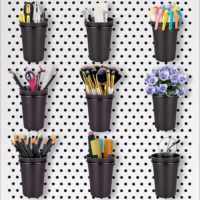G.CORE Pegboard Bins PegBoard Cups with Hooks & Loops, Peg Board Hooks Assortment Organizer Accessory, Various Tools Storage 