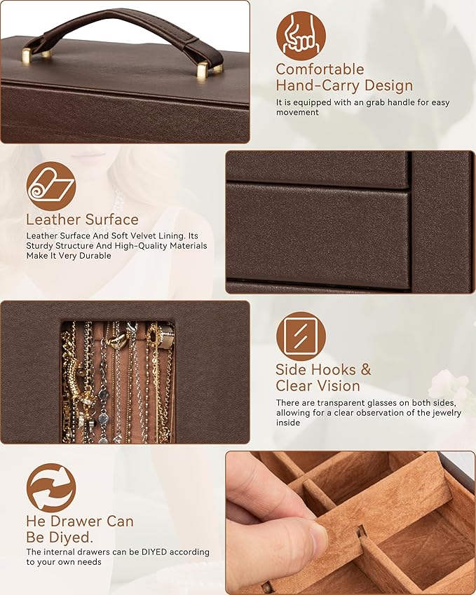 AKOZLIN 360° Rotating Jewelry Box 6-Tier Organizer Functional Jewelry Storage Case for Women Girls Ring Necklace Earring Brac