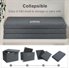 Graciadeco Large 17" 36 Quart Collapsible Stackable Storage Bins with Lids, 3 Packs Dark Gray Foldable Fabric Closet Storage 