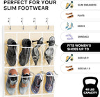 Simple Houseware 24 Pockets - Crystal Clear Over The Door Hanging Shoe Organizer, Beige (64'' x 19'')