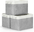 Bidtakay Large Storage Baskets for Organizing 3-Pack Fabric Closet Organizers Storage Bins with Handles 16x11.8x11.8 In Colla