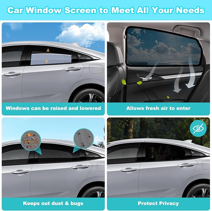 XCBYT Civic Window Shades for 2016-2021, 4PCS Side Window Sun Shades with Breathable Mesh, Magnetic Car Window Covers for Baby & Privacy, UV Protection & Heat Insulation