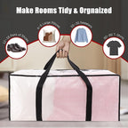 Extra Large Moving Bags with Zippers & Carrying Handles, Heavy-Duty Storage Tote for Space Saving Moving Storage, Fold Flat, 