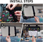 Car Tissue Holder Car Visor Organizer Tissue Box Holder for Car Sun Visor Organizer with Car Vehicle Accessories Essentials Interior for Women Men Black Art Paw Print and Hearts