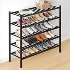Smiry Bamboo Shoe Rack for Closet, 5 Tier Long Wooden Stackable Shoe Organizer, Free Standing Shoes Storage Shelf for Entrywa