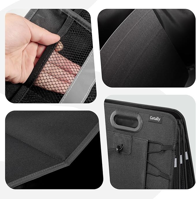 Trunk Organizer for Car, Collapsible Trunk Organizer with Multi Pockets, 3 Compartments Storage Organizer for Car SUV, Truck, S