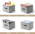Storage Baskets, 11-Inch Woven Fabric Bins, Storage Cubes with Reinforced Handles, Organizer Bins for Closet Shelves, Foldabl