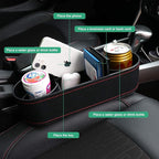 Car Seat Organizer Cup Drink Holders,Multifunctional Gap Filler Storage Box,Insert Organization Helps Reduce Distracted Driving&Holds Phone Mount Mug Bottle Cellphones Coasters Wallet Cards (Black)